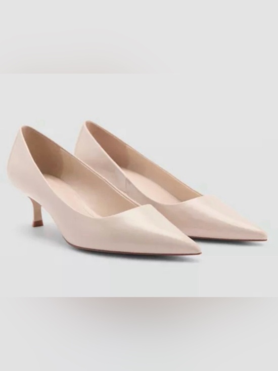 Mango Shoes - NEW MANGO MNG IVORY PATENT LEATHER EFFECT KITTEN HEELS SHOES SZ 35 US 5